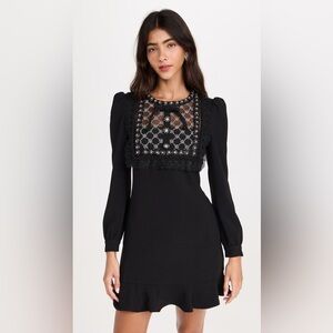 NWT SELF-PORTRAIT Self Portrait Black Crepe Embellished Dress Size 10